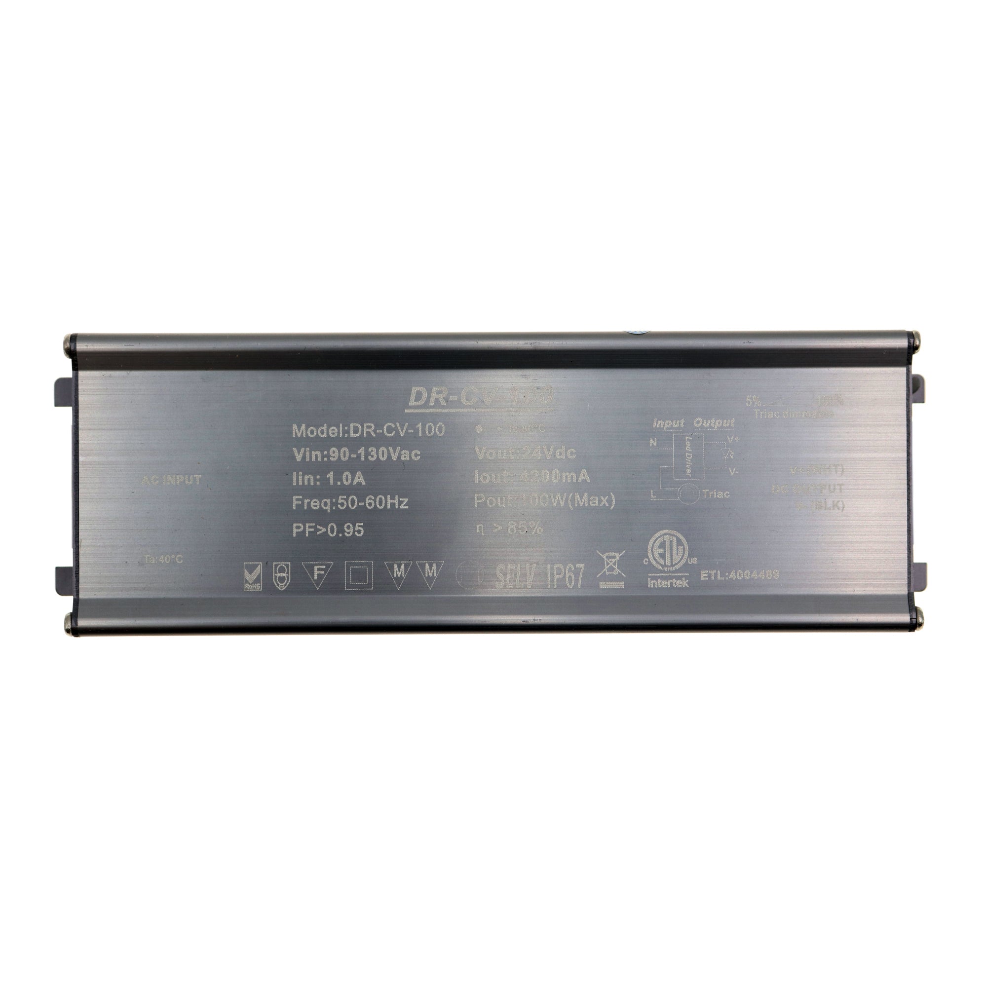 DR-CV-100 TRIAC DIMMABLE LED DRIVER, 24VDC, 4200MA, 100W, 120V:IN, IP6 ...