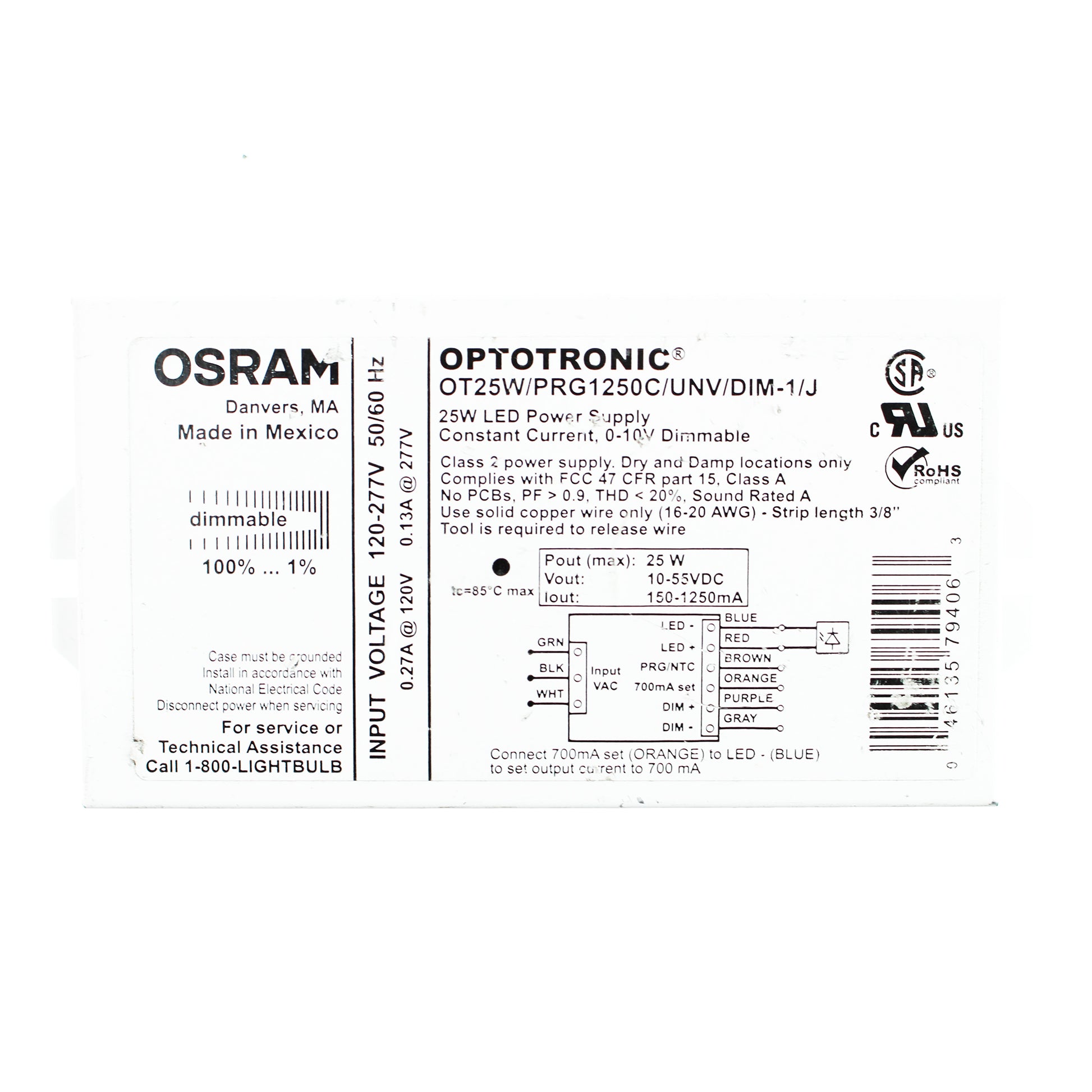 Optotronic OT25W/PRG1250C/UNV/DIM-1/J