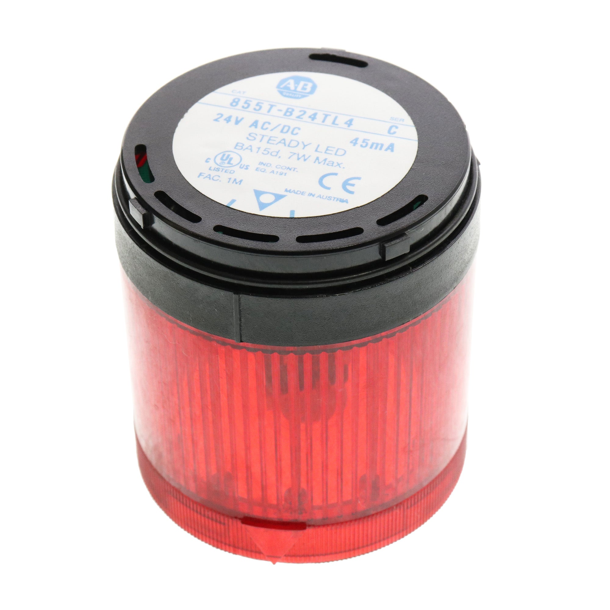 ALLEN-BRADLEY 855T-B24TL4 STEADY LED, CONTROL TOWER STACK LIGHT 24V, 70MM,  RED