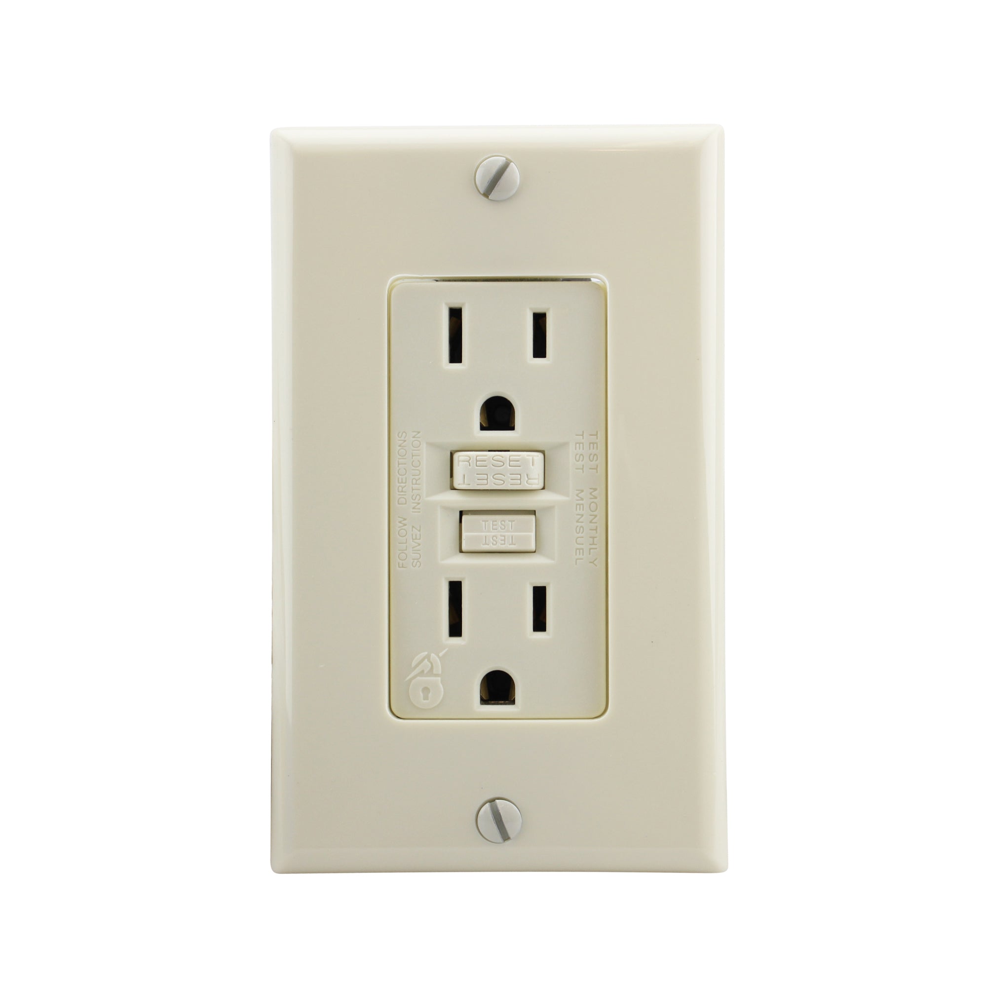 LEVITON 8599-A GFCI RECEPTACLE, LOCKOUT, 15A, 125V, 5-15R, 2P, ALMOND ...