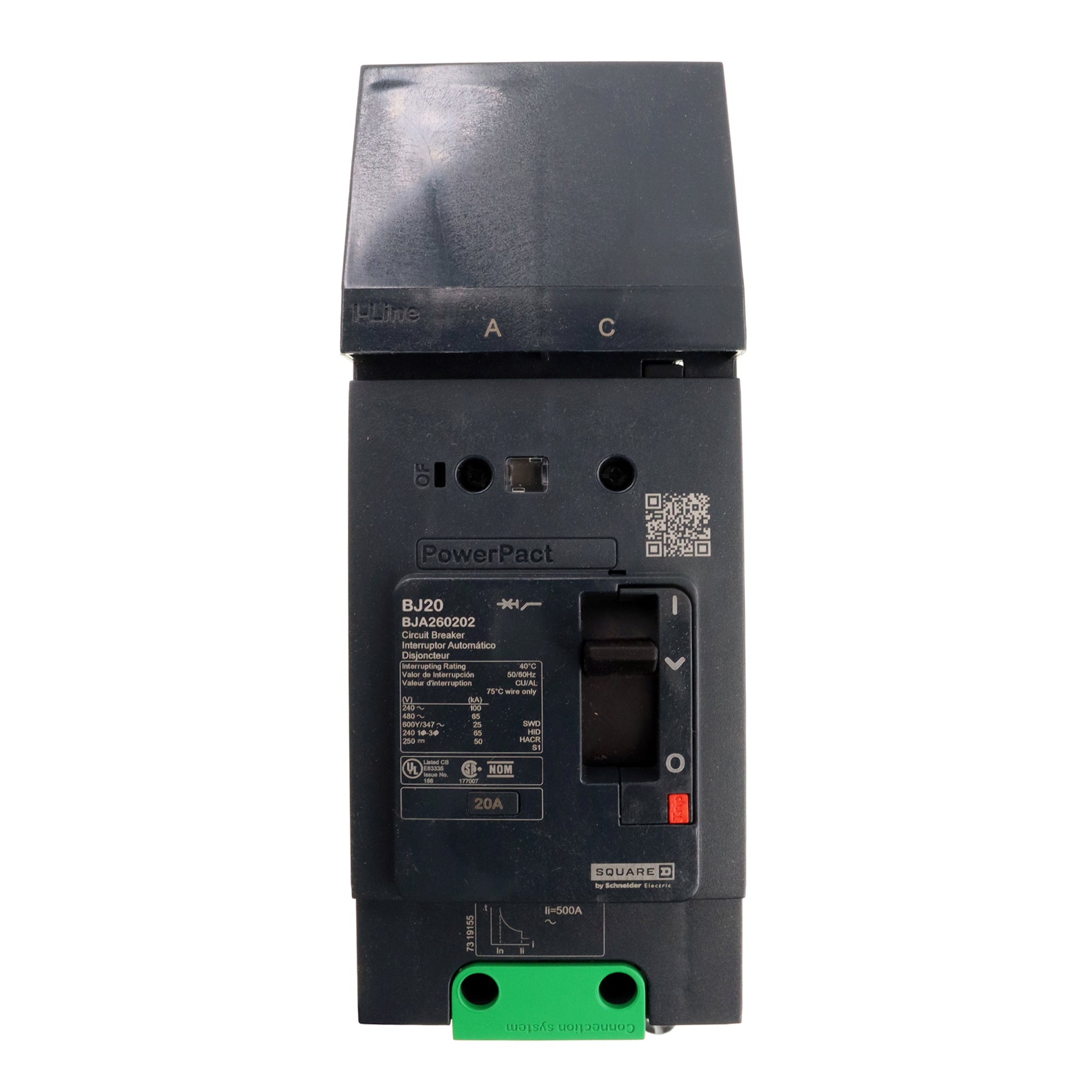 SQUARE D BJA260202 POWERPACT CIRCUIT BREAKER, 2-POLE, 65KA, 480-VOLT ...